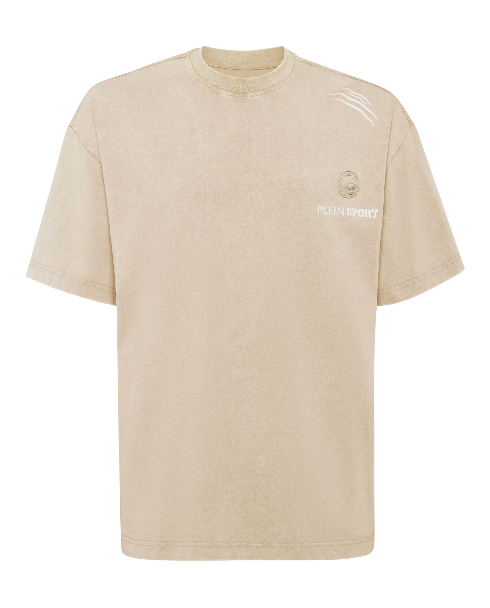 Beżowy t-shirt o luźnym kroju - Image #1