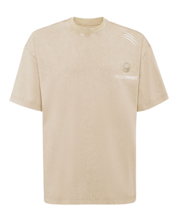 Beżowy t-shirt o luźnym kroju - Image #1