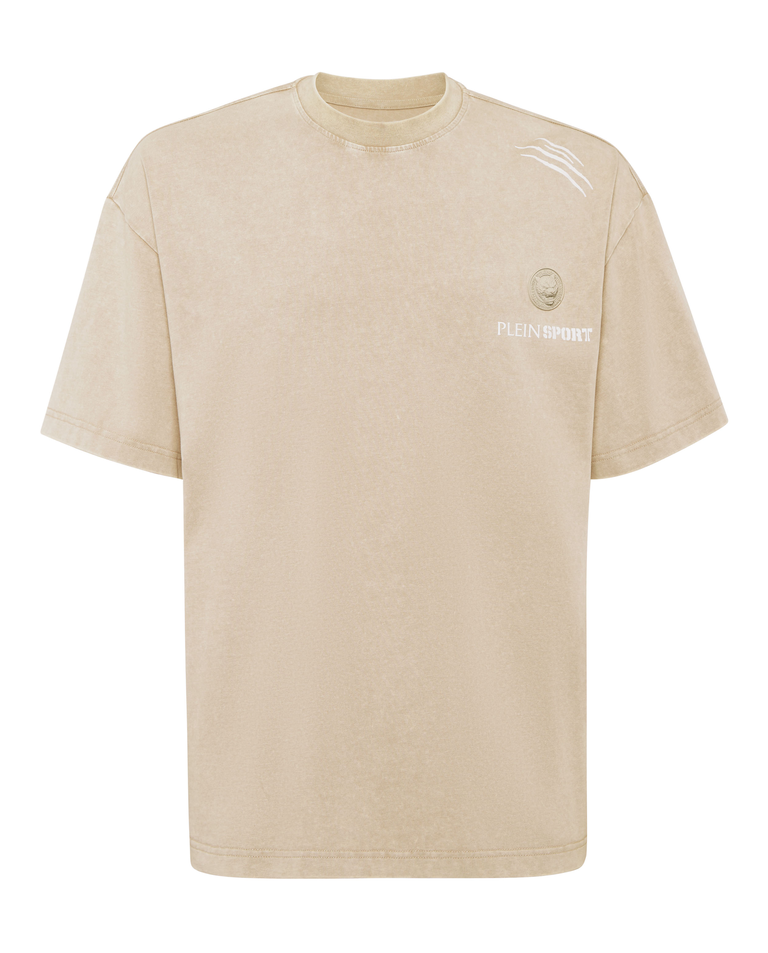 Beżowy t-shirt o luźnym kroju - Image #1