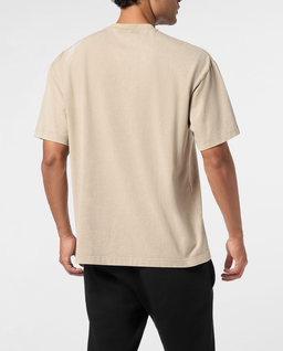 Beżowy t-shirt o luźnym kroju - Image #3