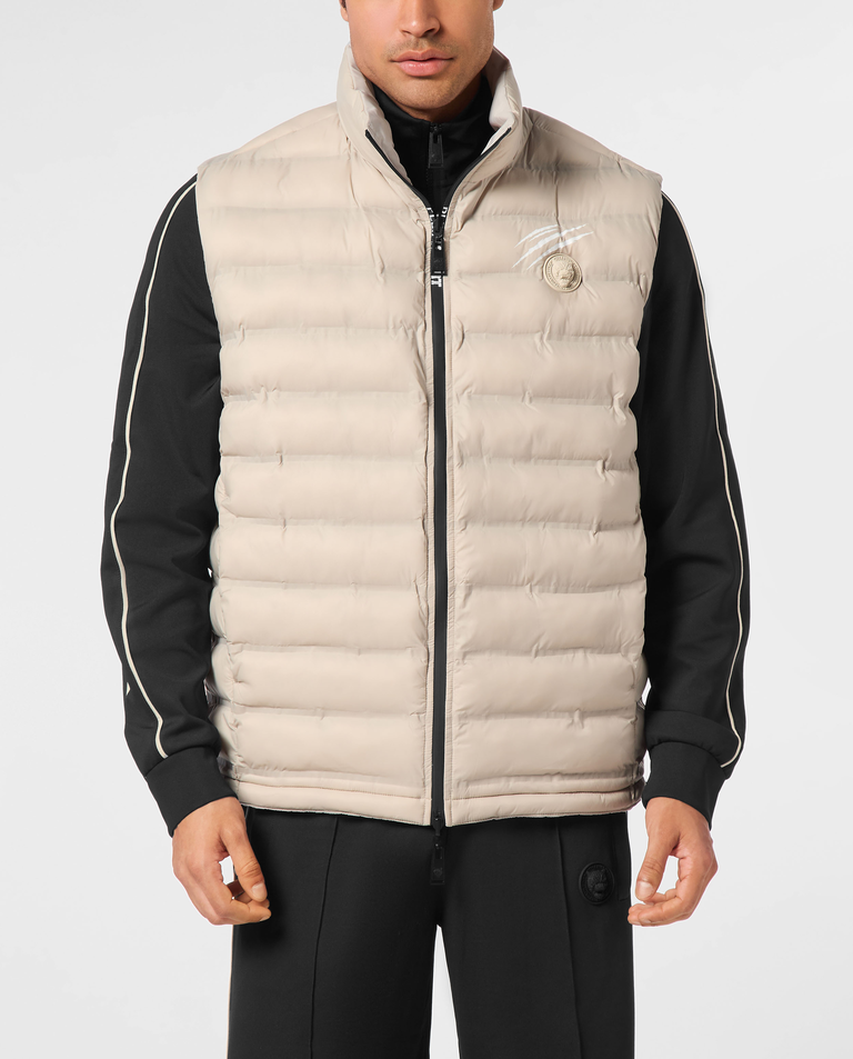 Kremowa dwustronna kamizelka puchowa