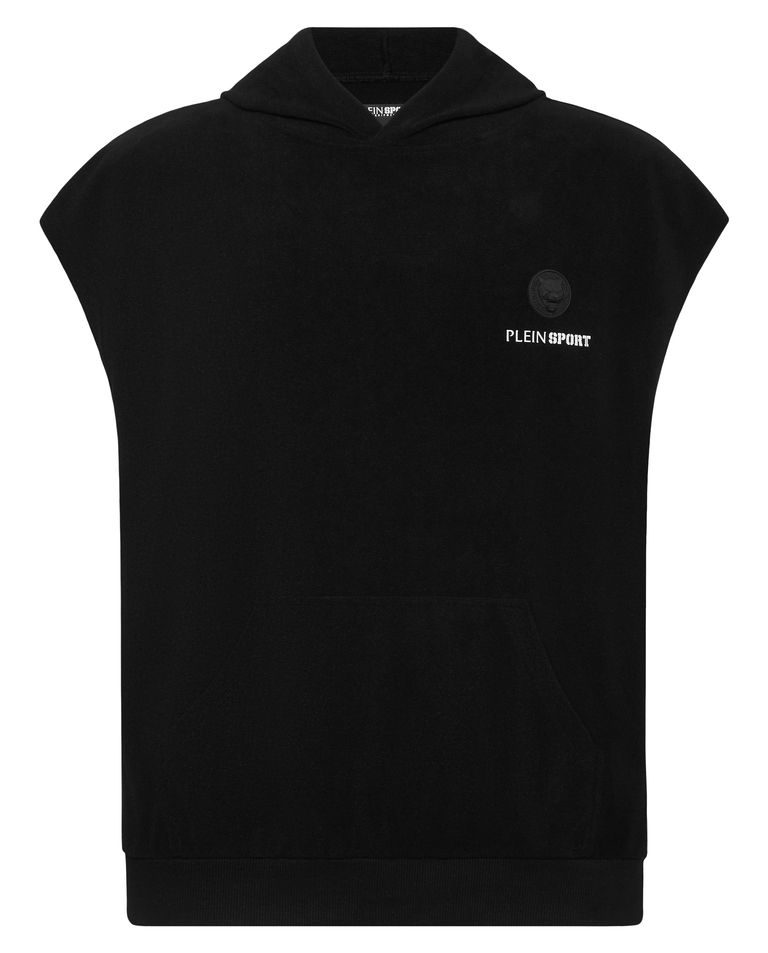 Czarna kamizelka z kapturem