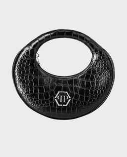 Czarna torebka z tłoczonej skóry Moon Bag - Image #0