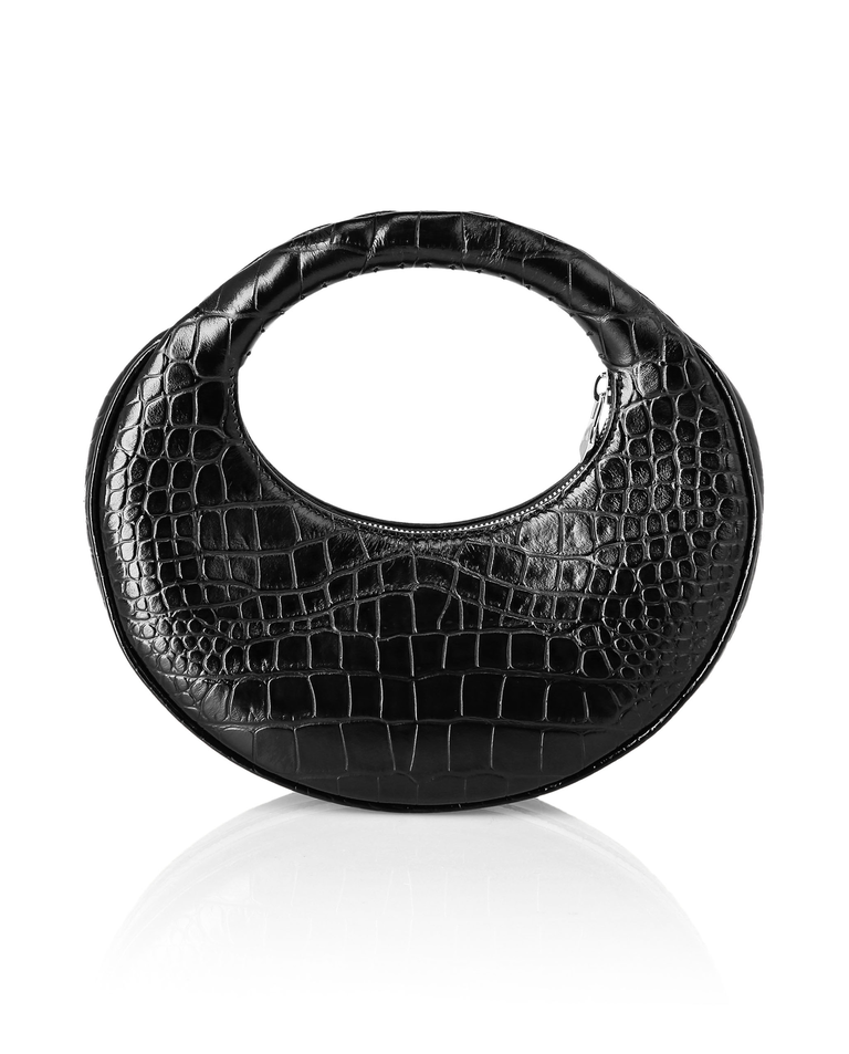 Czarna torebka z tłoczonej skóry Moon Bag - Image #1