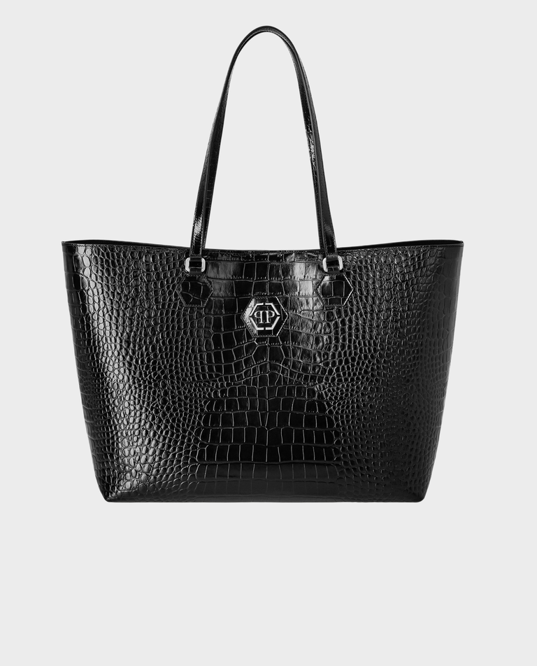 Czarna torebka z tłoczoną skórą