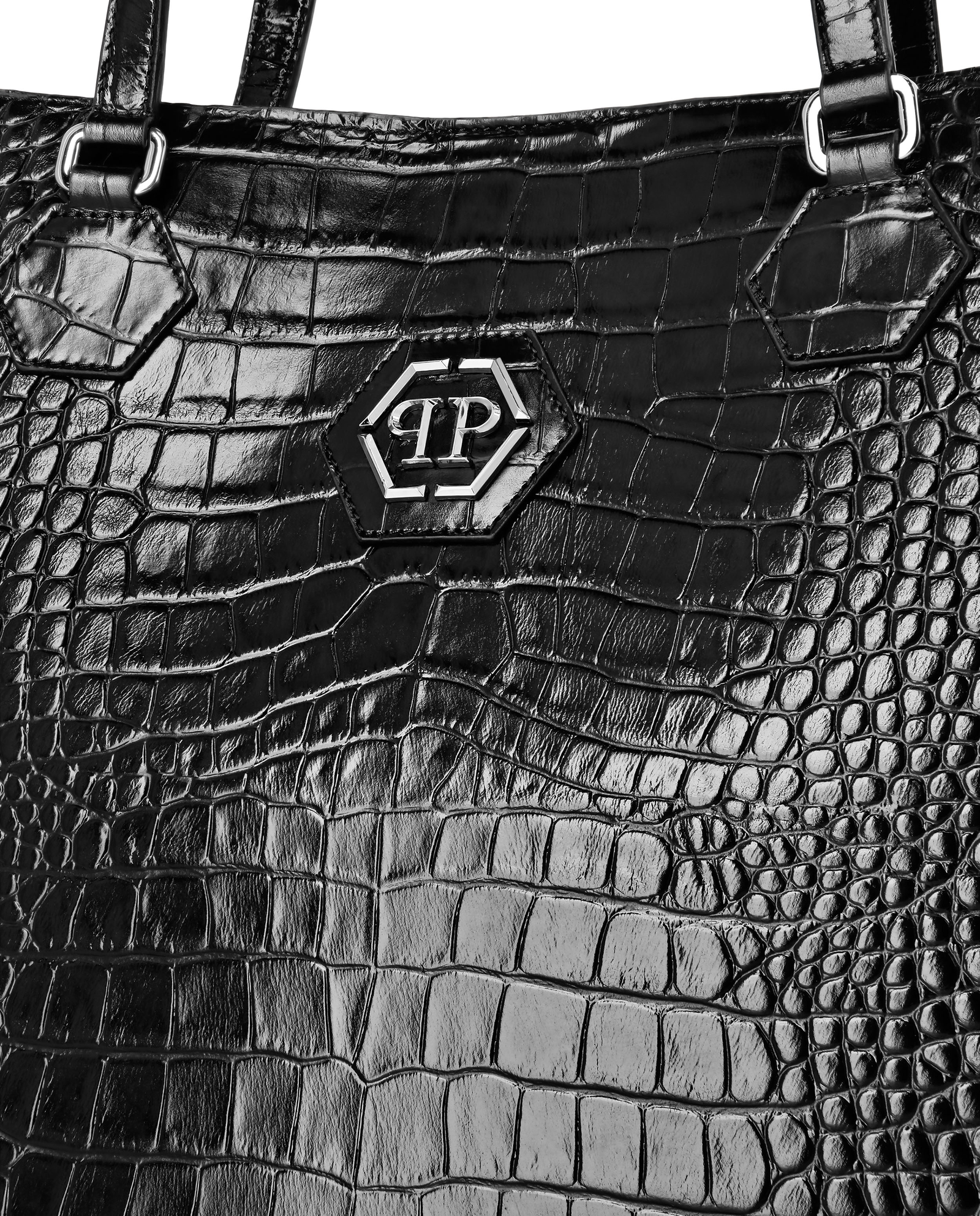 Czarna torebka z tłoczoną skórą - Image #2