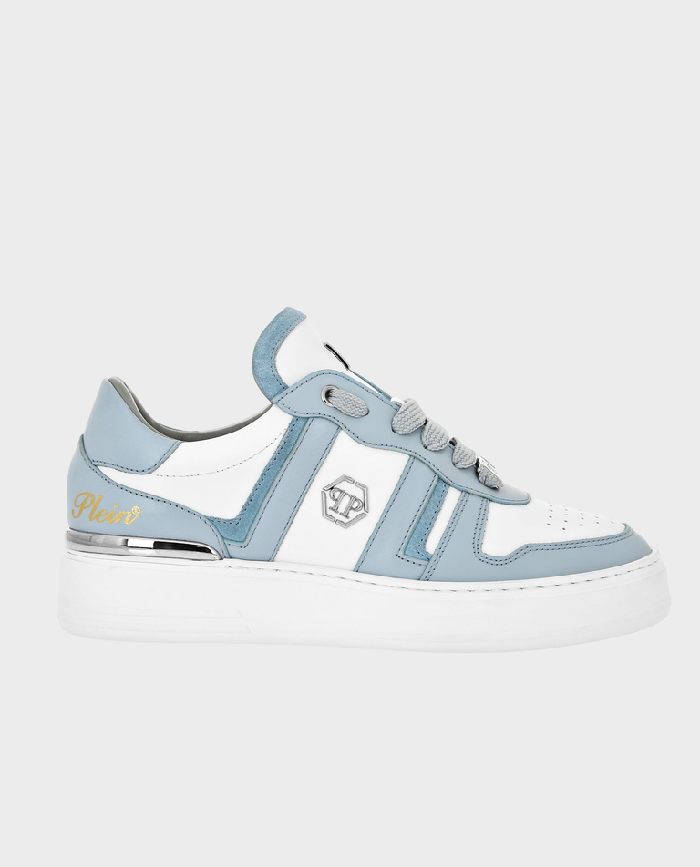 Biało-błękitne sneakersy ze skóry - Image #0