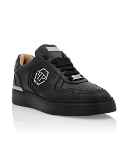 Czarne skórzane sneakersy Low Top - Image #1