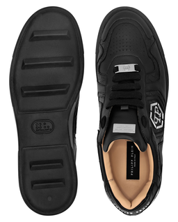 Czarne skórzane sneakersy Low Top - Image #3