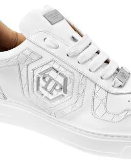 Białe skórzane sneakersy Low Top - Image #2