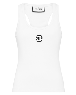 Biały top z logo - Image #1