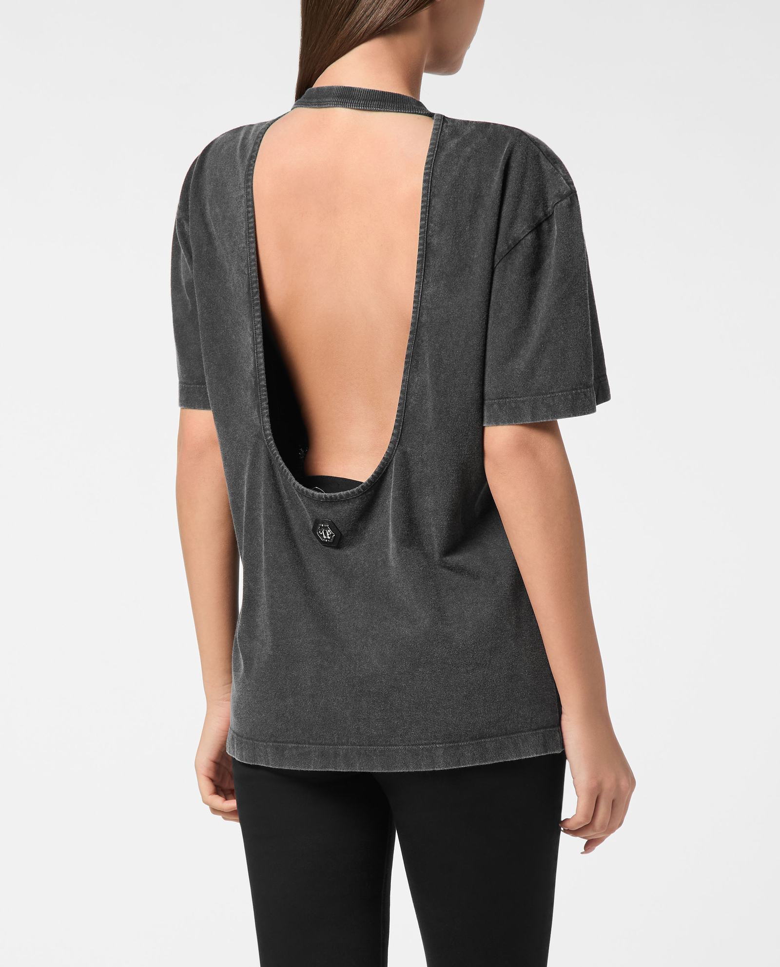 Bawełniana koszulka z odkrytymi plecami - Image #3