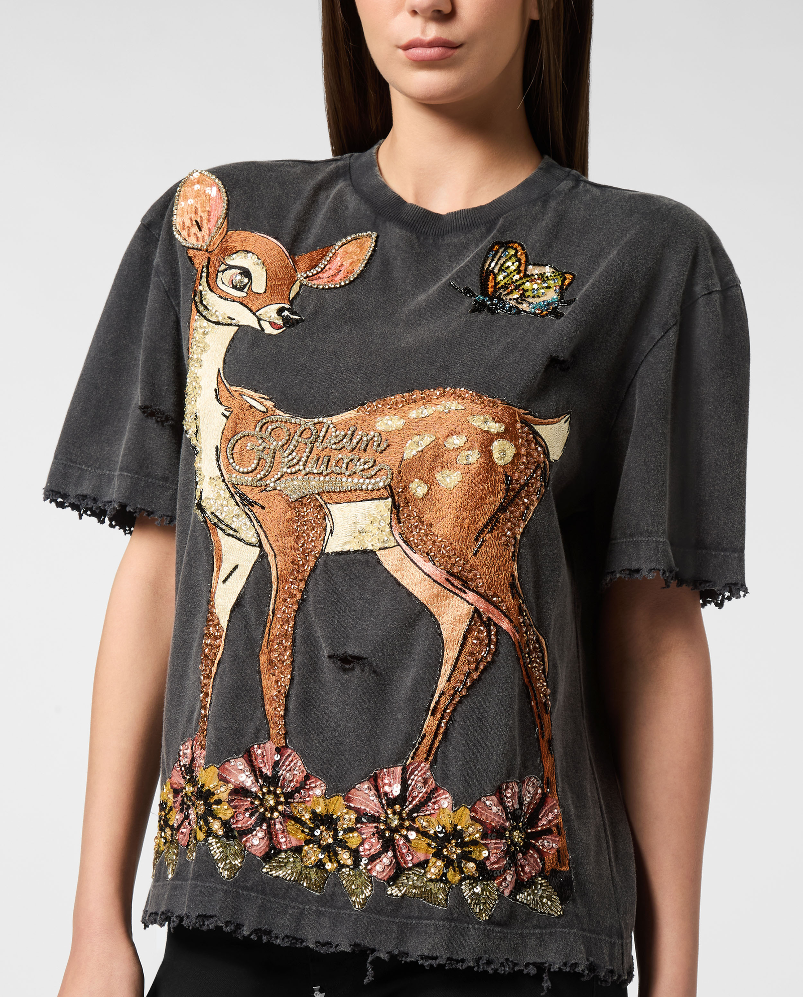 Czarny T-Shirt Fairy z nadrukiem - Image #4