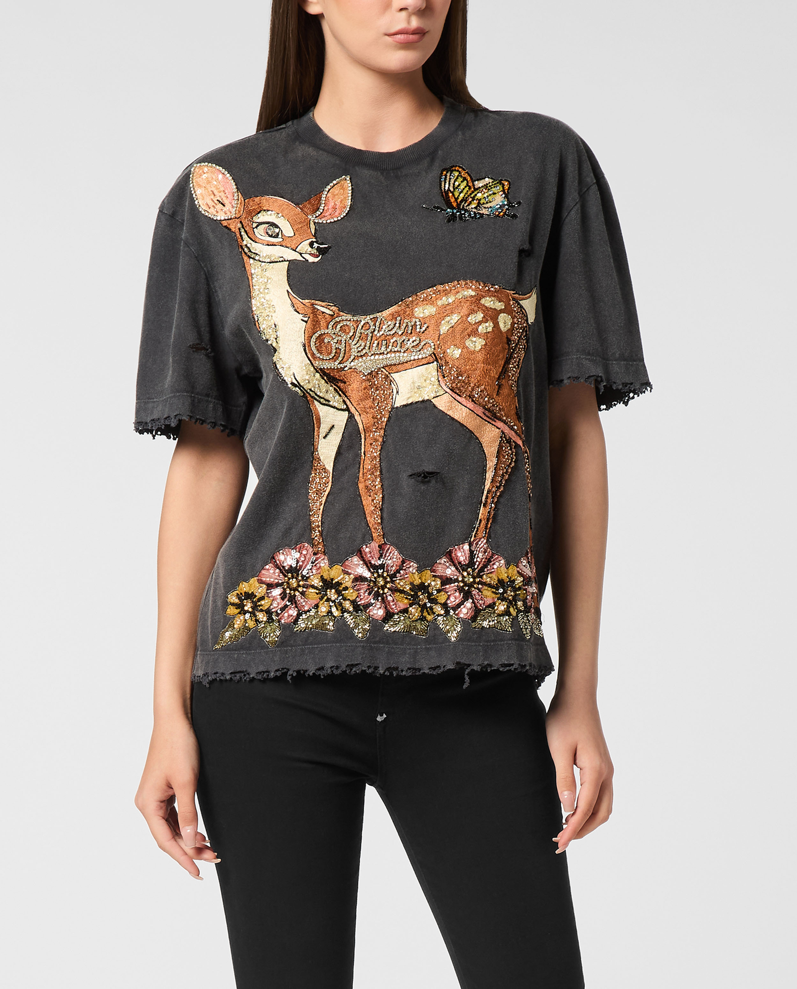 Czarny T-Shirt Fairy z nadrukiem - Image #0