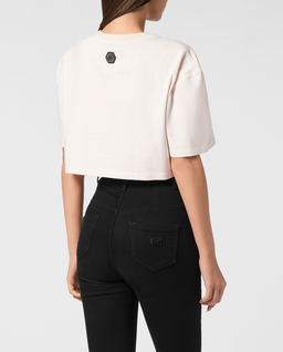 Biały crop top Late Checkout - Image #3