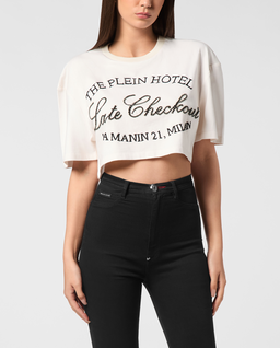 Biały crop top Late Checkout - Image #0