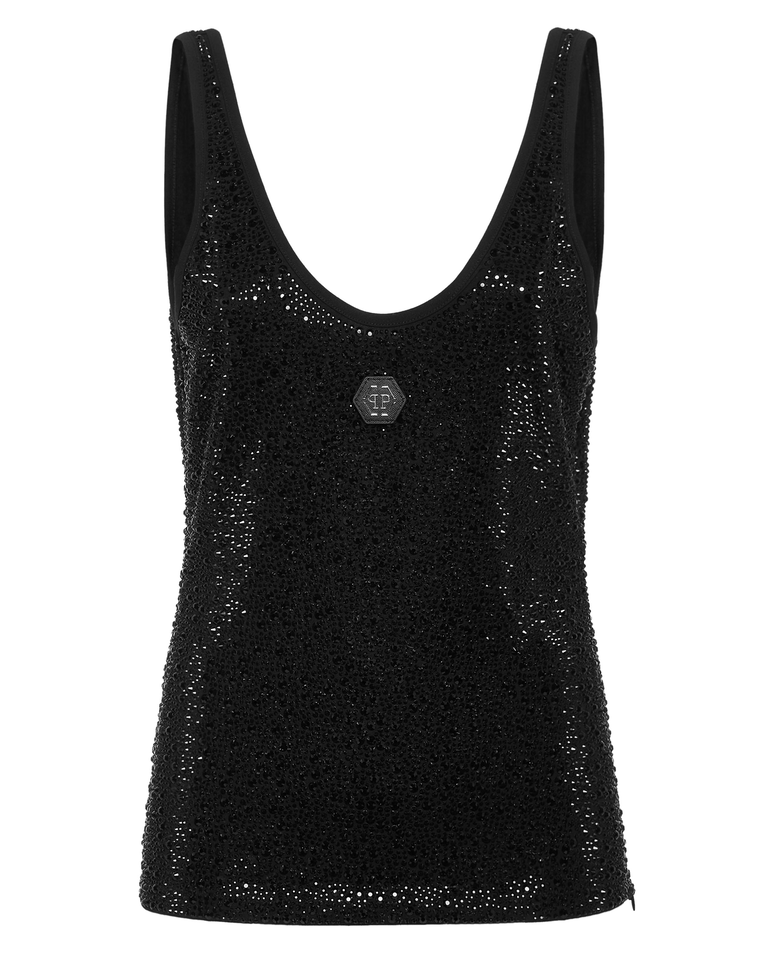 Czarny tank Top Mix Strass - Image #1
