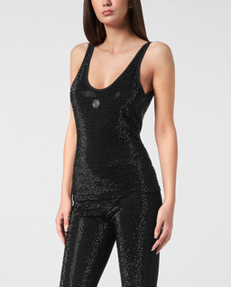 Czarny tank Top Mix Strass - Image #0