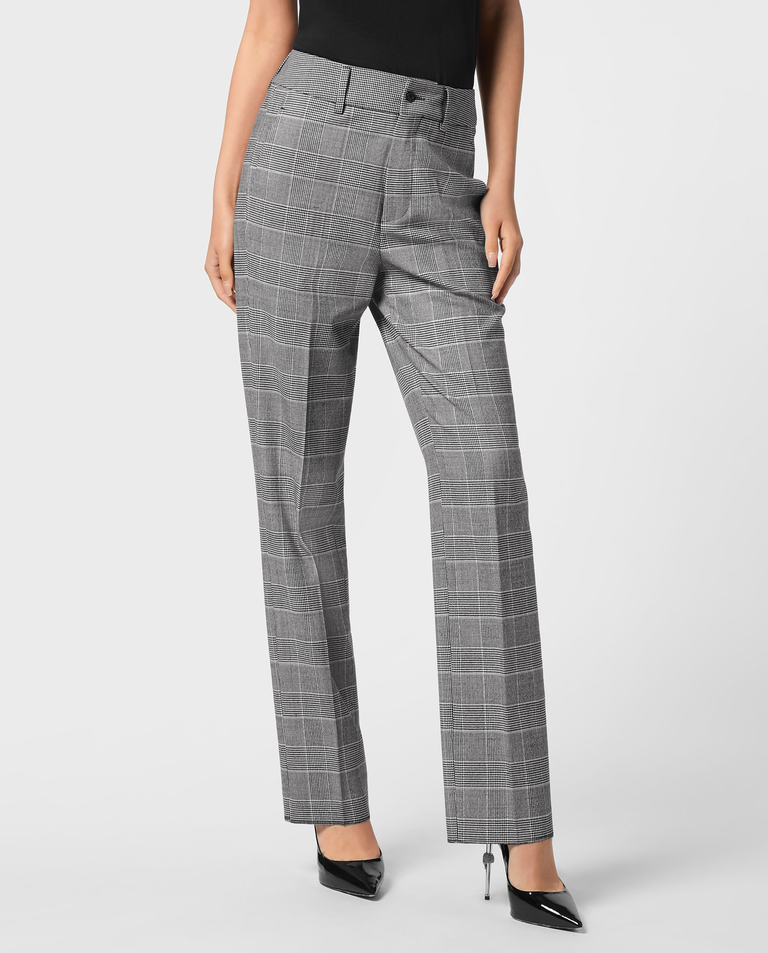 Wełniane szare spodnie w kratę