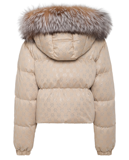 Beżowa kurtka puchowa z monogramem Strass - Image #4