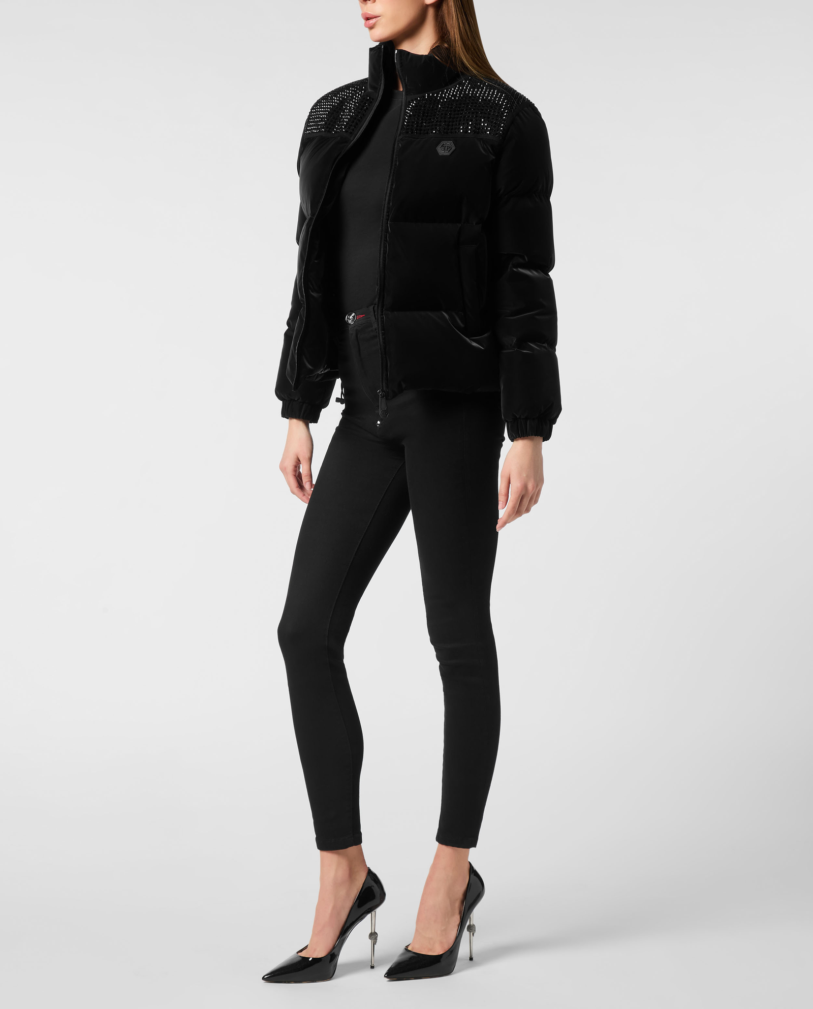 Czarna kurtka puchowa Strass - Image #2