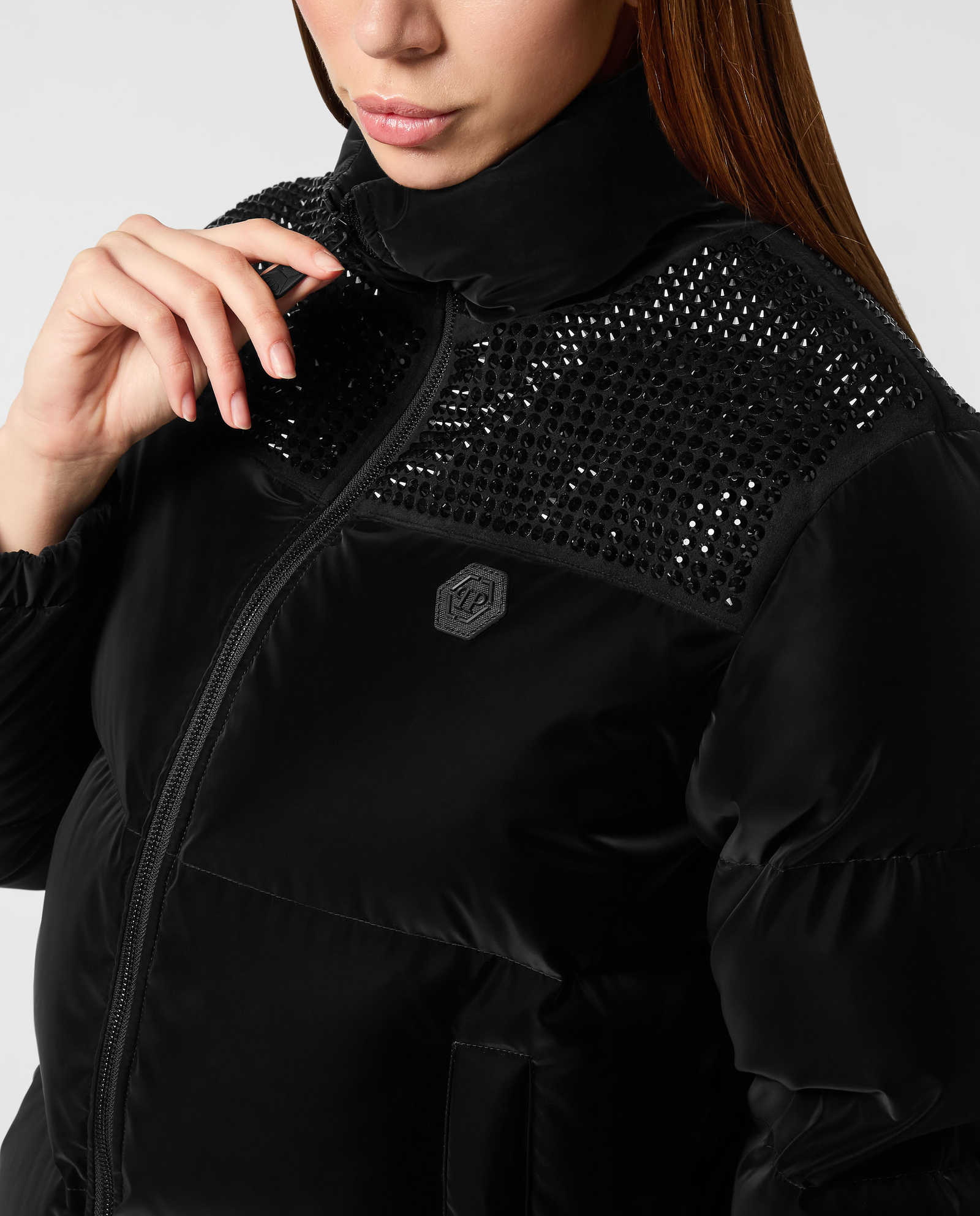 Czarna kurtka puchowa Strass - Image #4