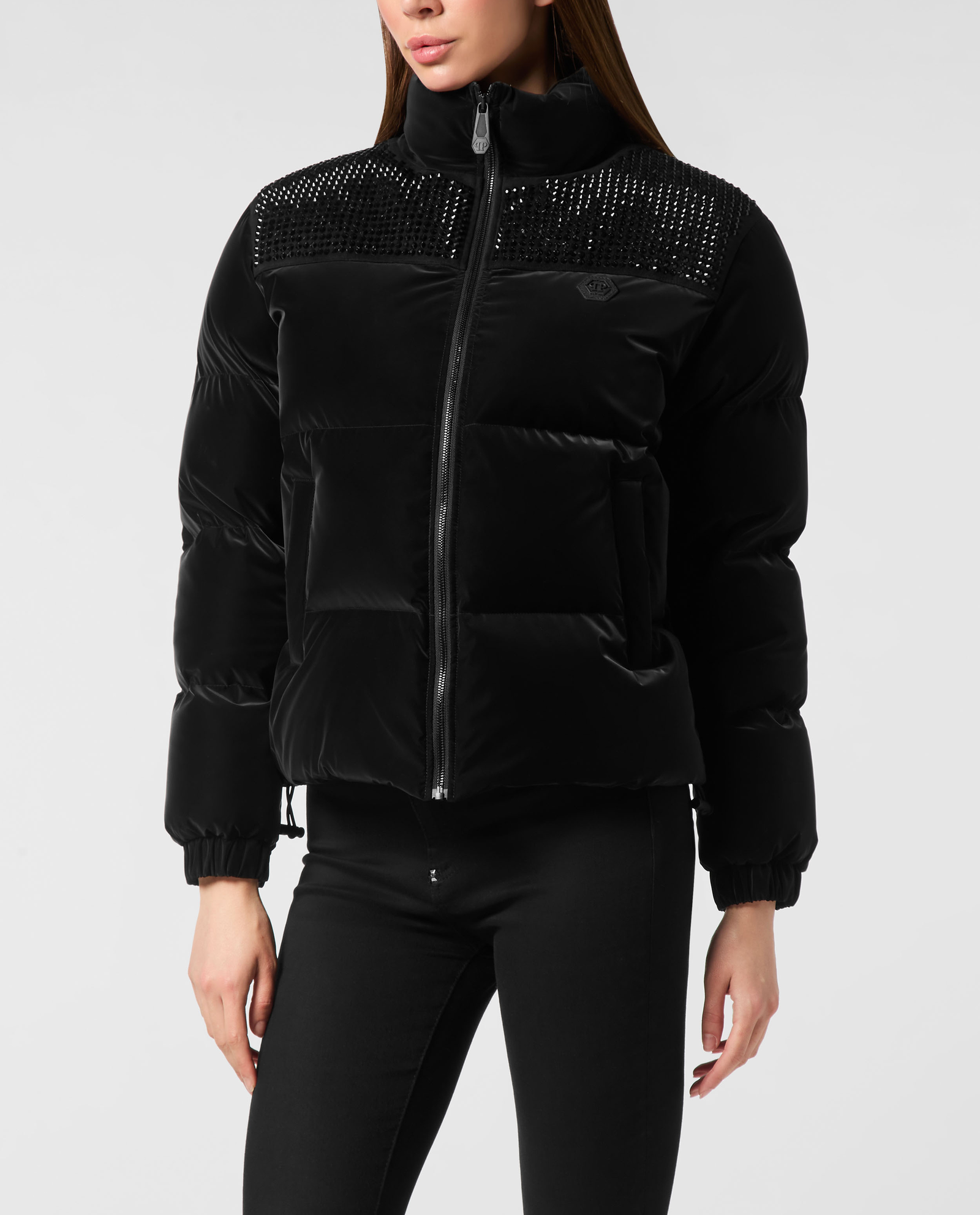 Czarna kurtka puchowa Strass - Image #0