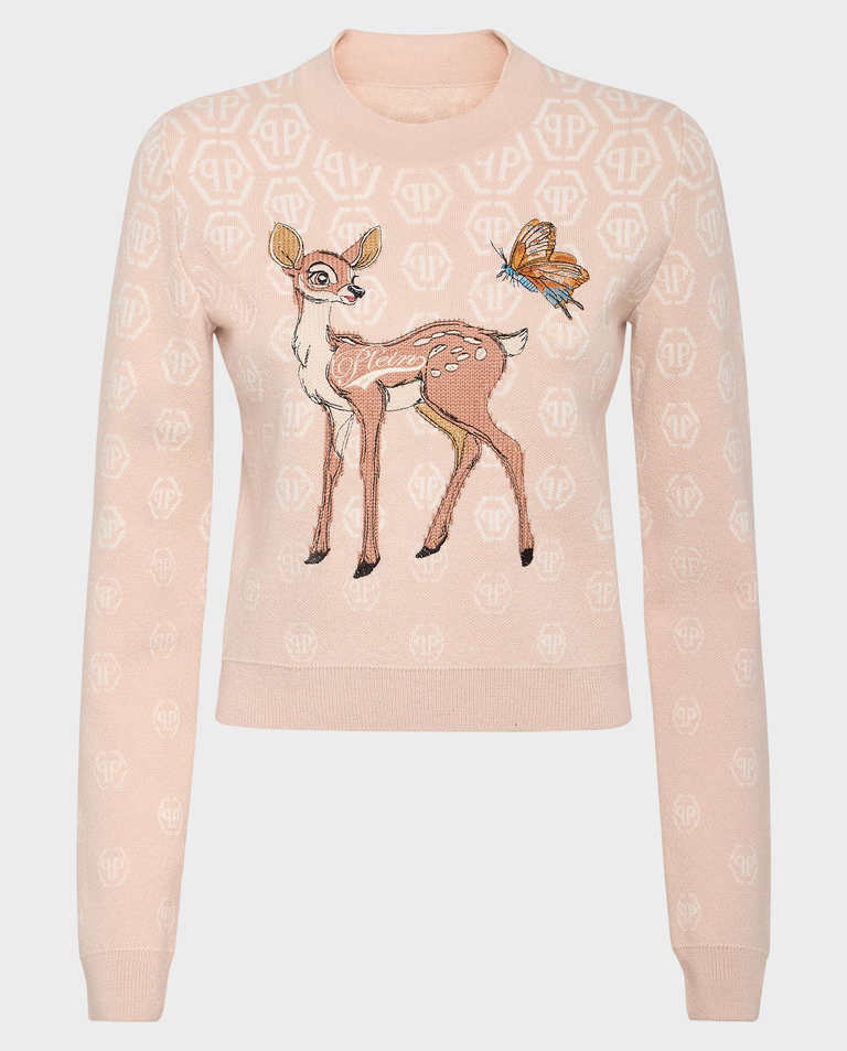 Beżowy sweter z monogramem