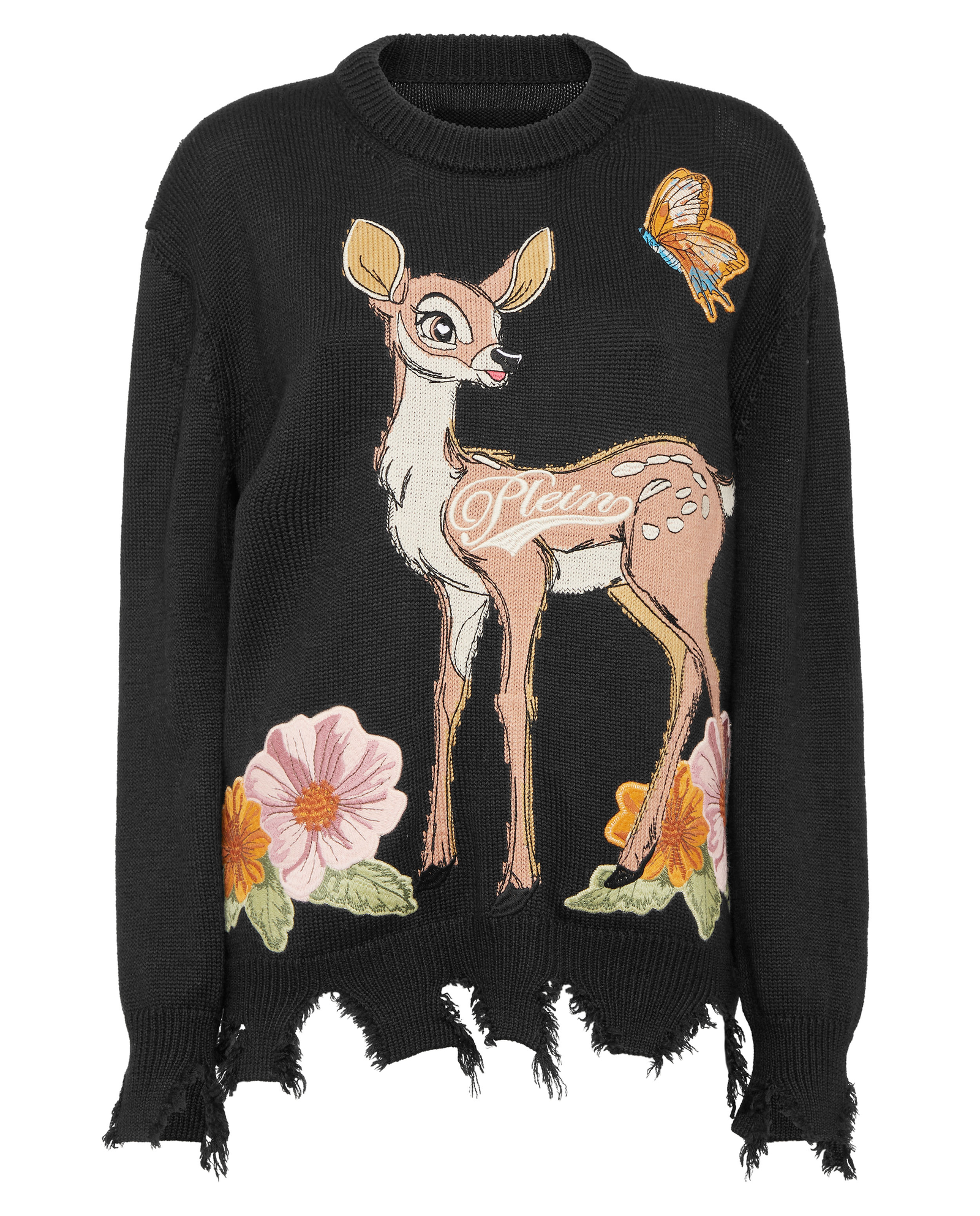 Czarny dzianinowy sweter z okrągłym dekoltem - Image #1