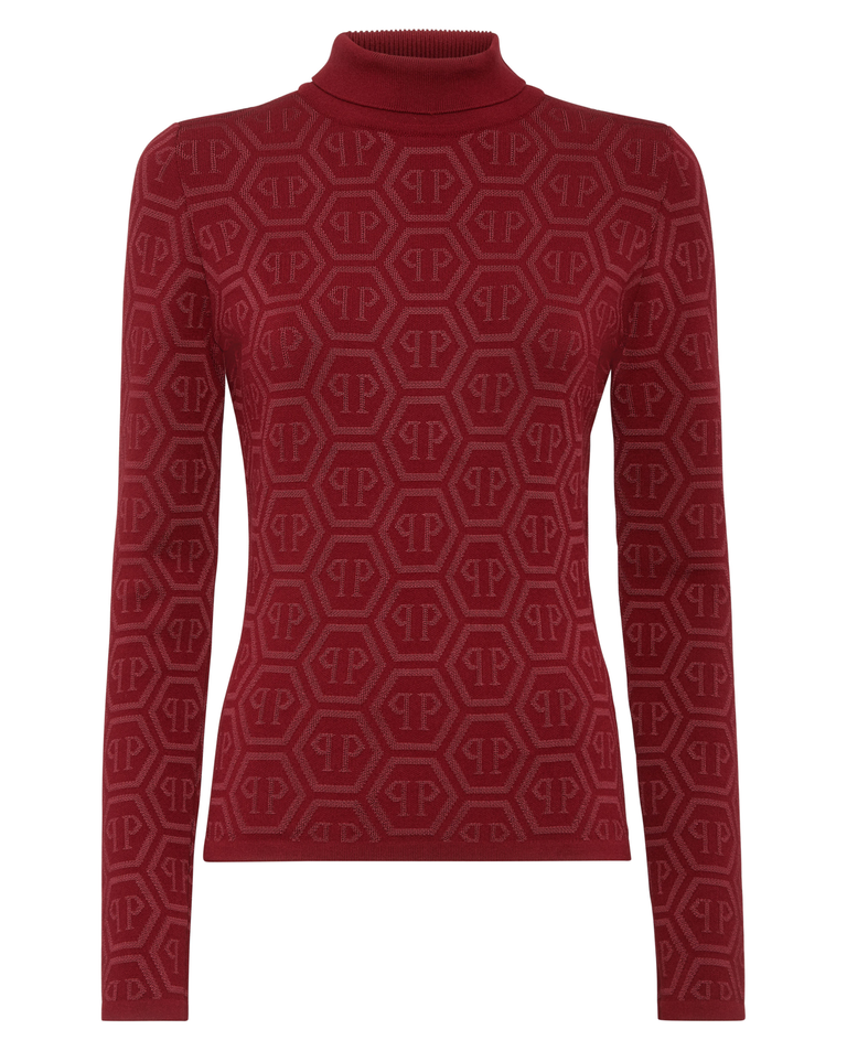 Bordowy dzianinowy golf Monogram - Image #1