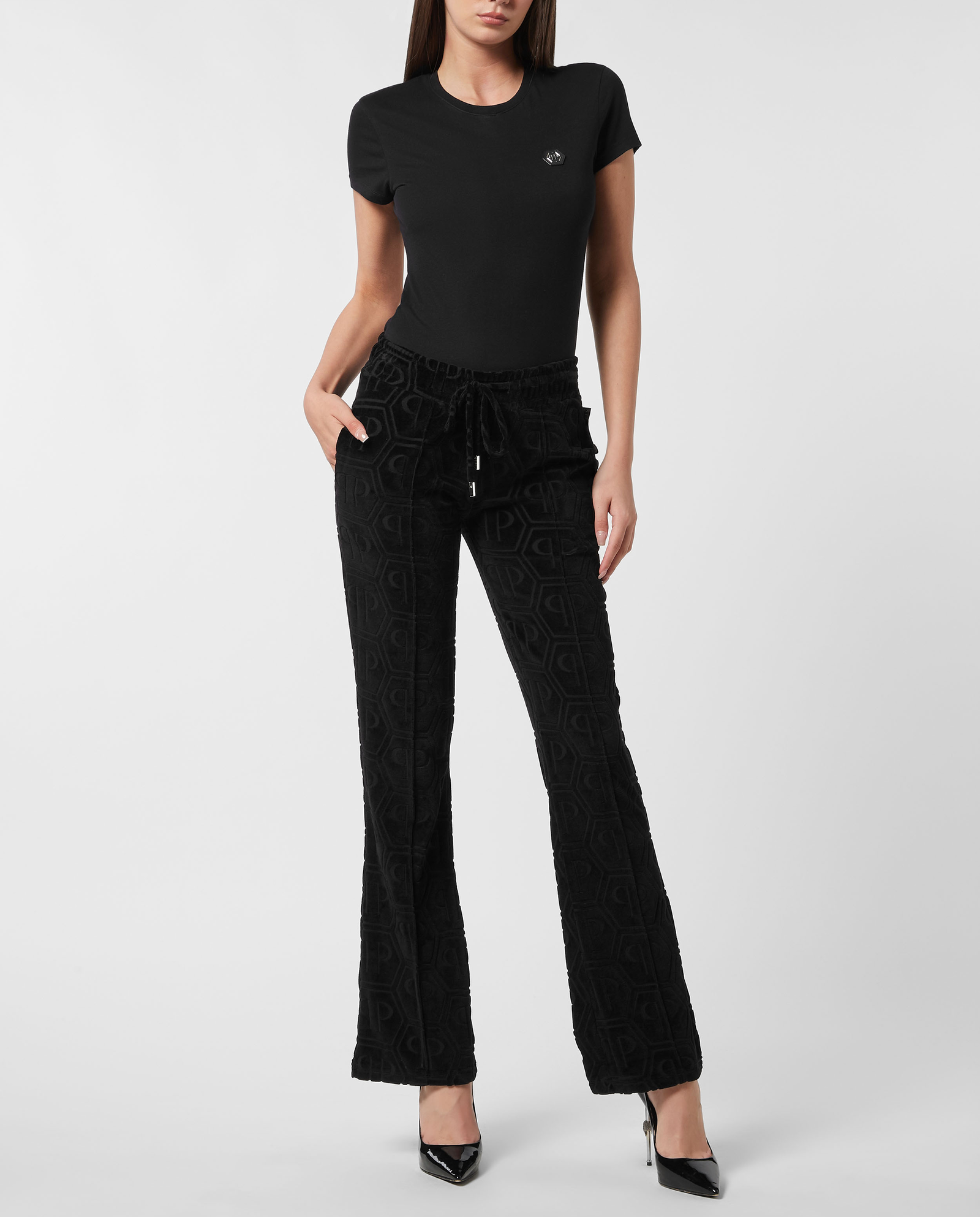 Czarne spodnie z monogramem - Image #1