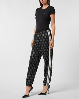 Czarne spodnie dresowe z kryształkami Strass - Image #2