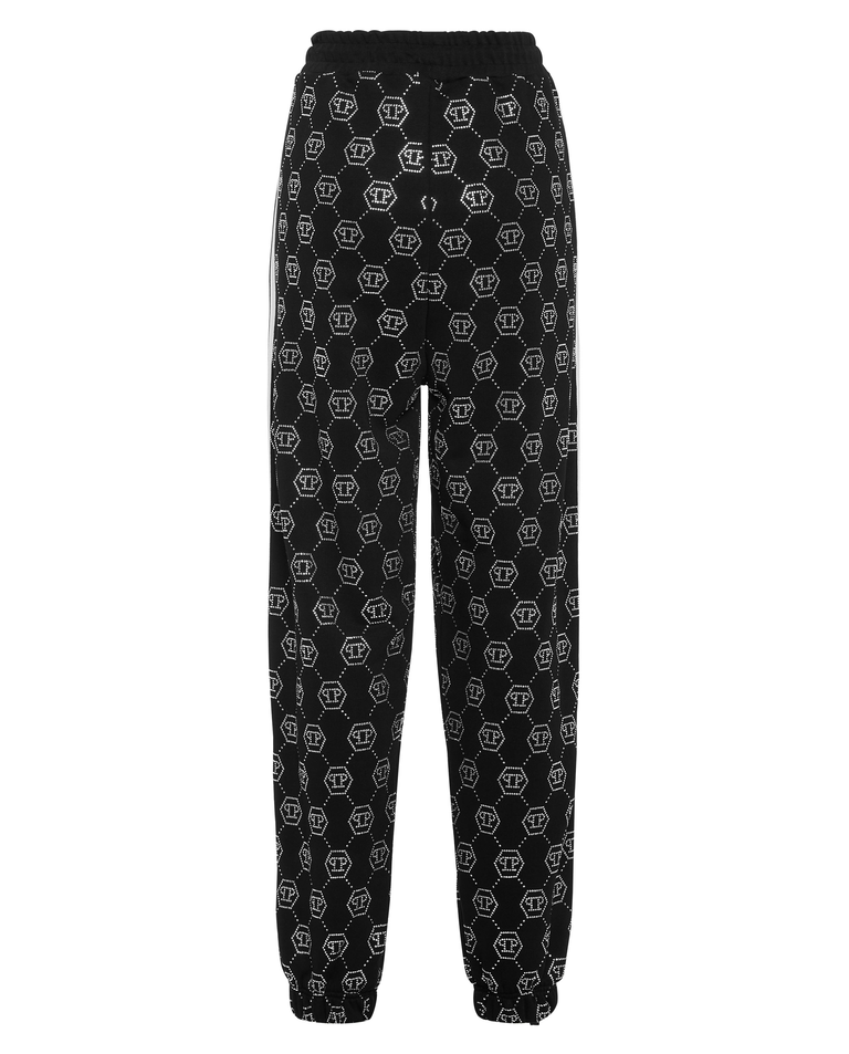 Czarne spodnie dresowe z kryształkami Strass - Image #4