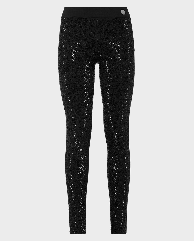 Czarne legginsy Mix Strass