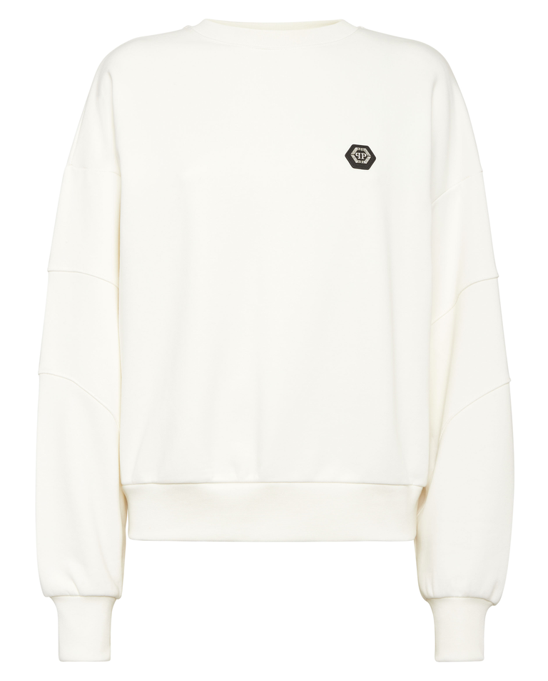 Biała bluza z okrągłym dekoltem