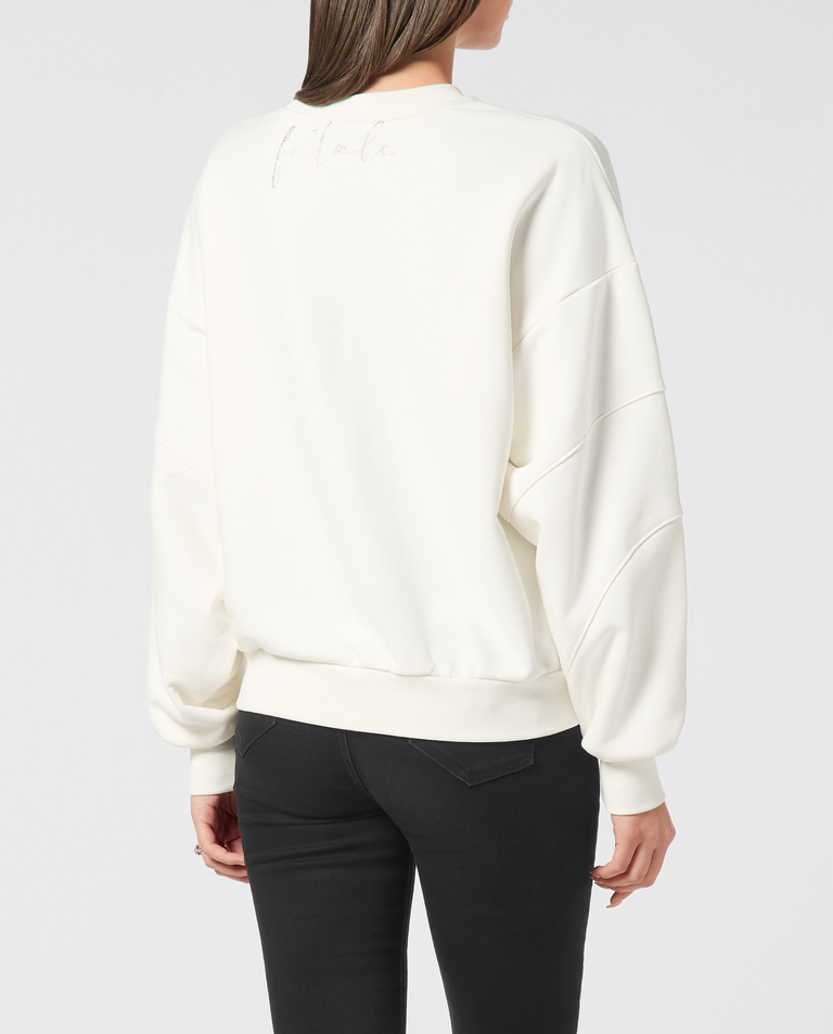 Biała bluza z okrągłym dekoltem - Image #5