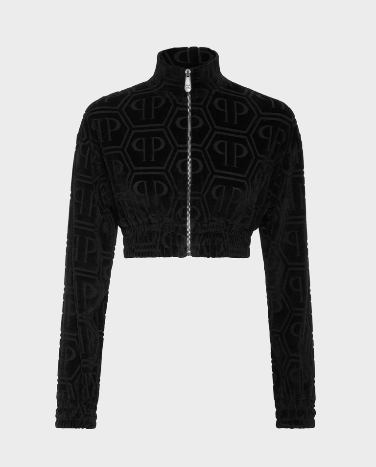 Krótka czarna bluza z monogramem