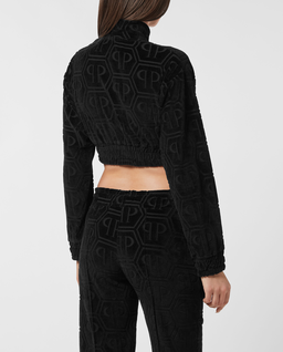 Krótka czarna bluza z monogramem - Image #2