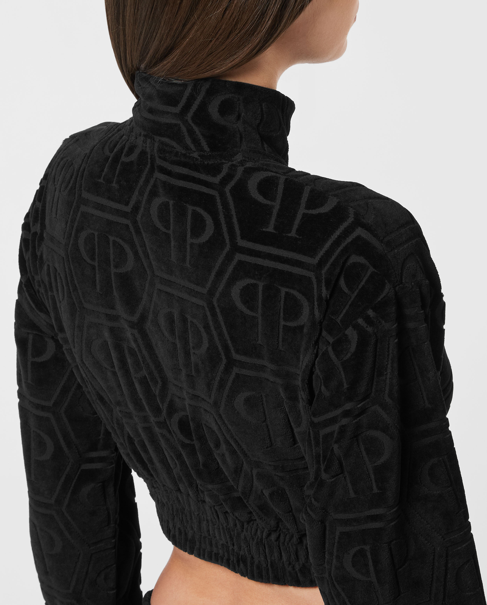 Krótka czarna bluza z monogramem - Image #3