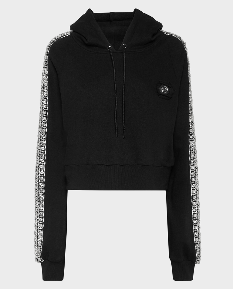 Czarna bluza z kapturem Crystal