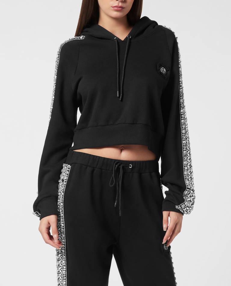 Czarna bluza z kapturem Crystal