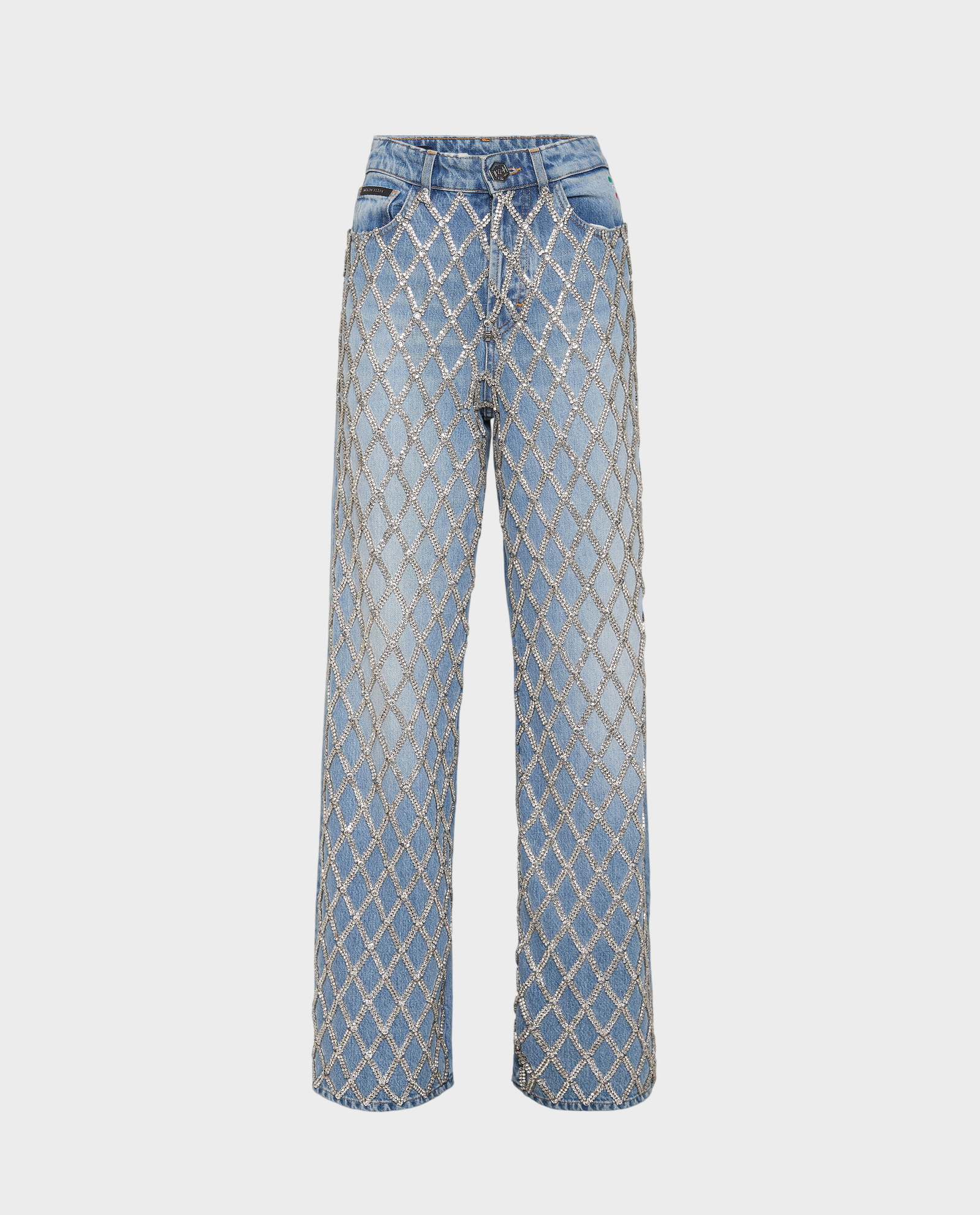 Błękitne spodnie jeansowe Skater Fit Crystal Net - Image #0