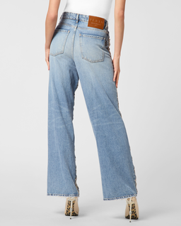 Błękitne spodnie jeansowe Skater Fit Crystal Net - Image #3