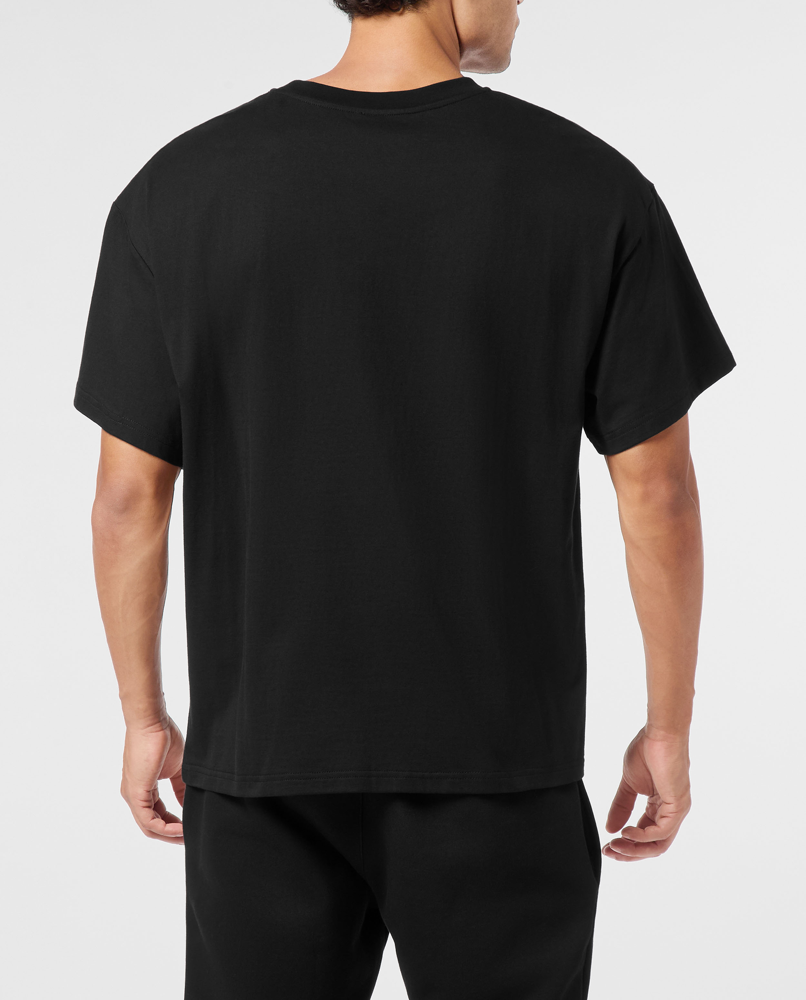 Czarny t-shirt z kontrastowymi napisami - Image #3