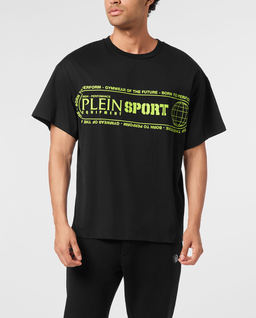 Czarny t-shirt z kontrastowymi napisami - Image #0