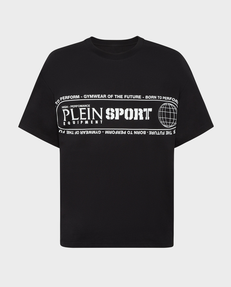Czarny t-shirt z białymi napisami