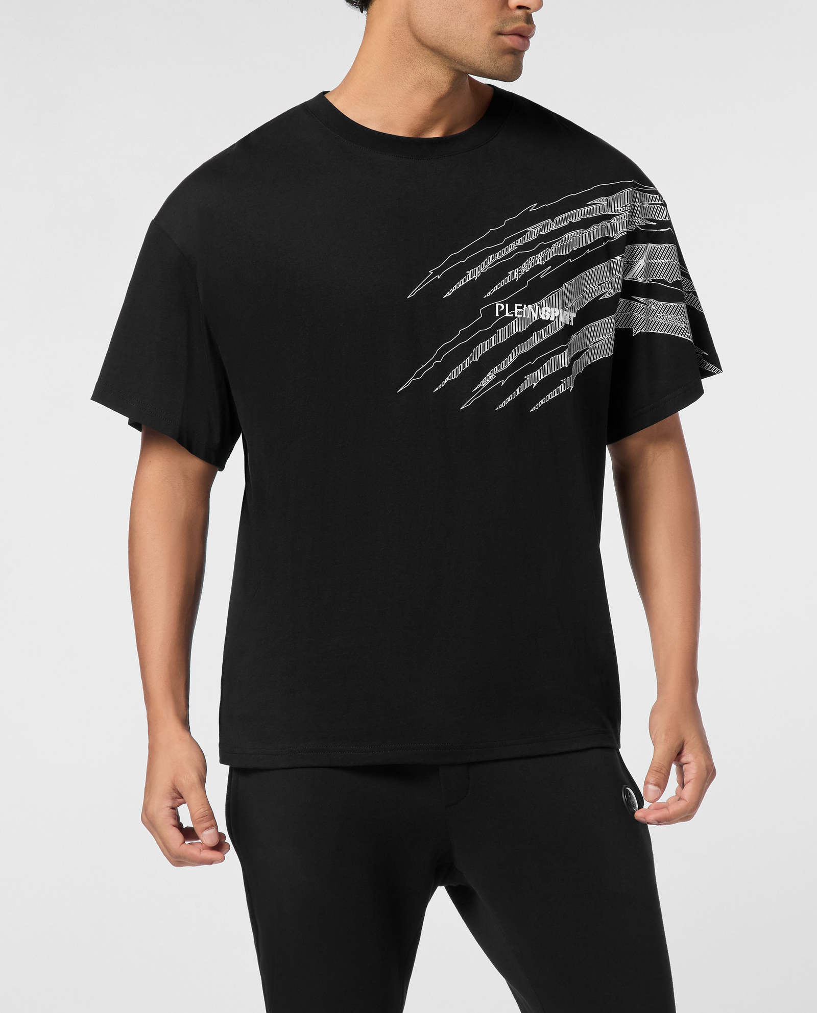 Czarna koszulka z okrągłym dekoltem Scratch - Image #0