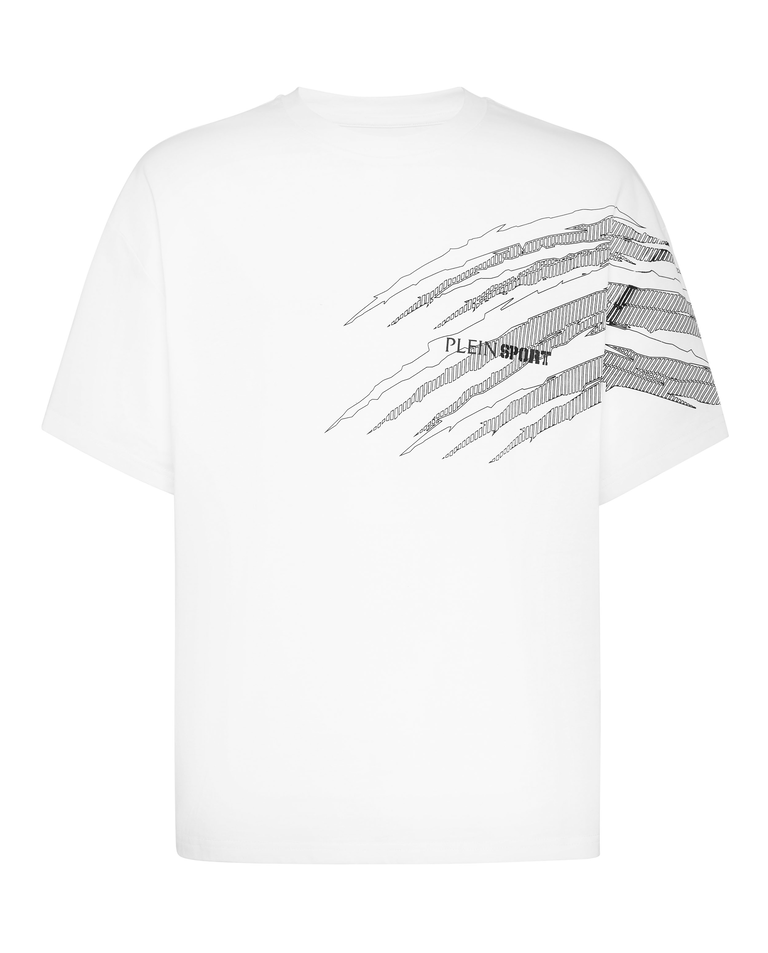 Biała koszulka z okrągłym dekoltem Scratch