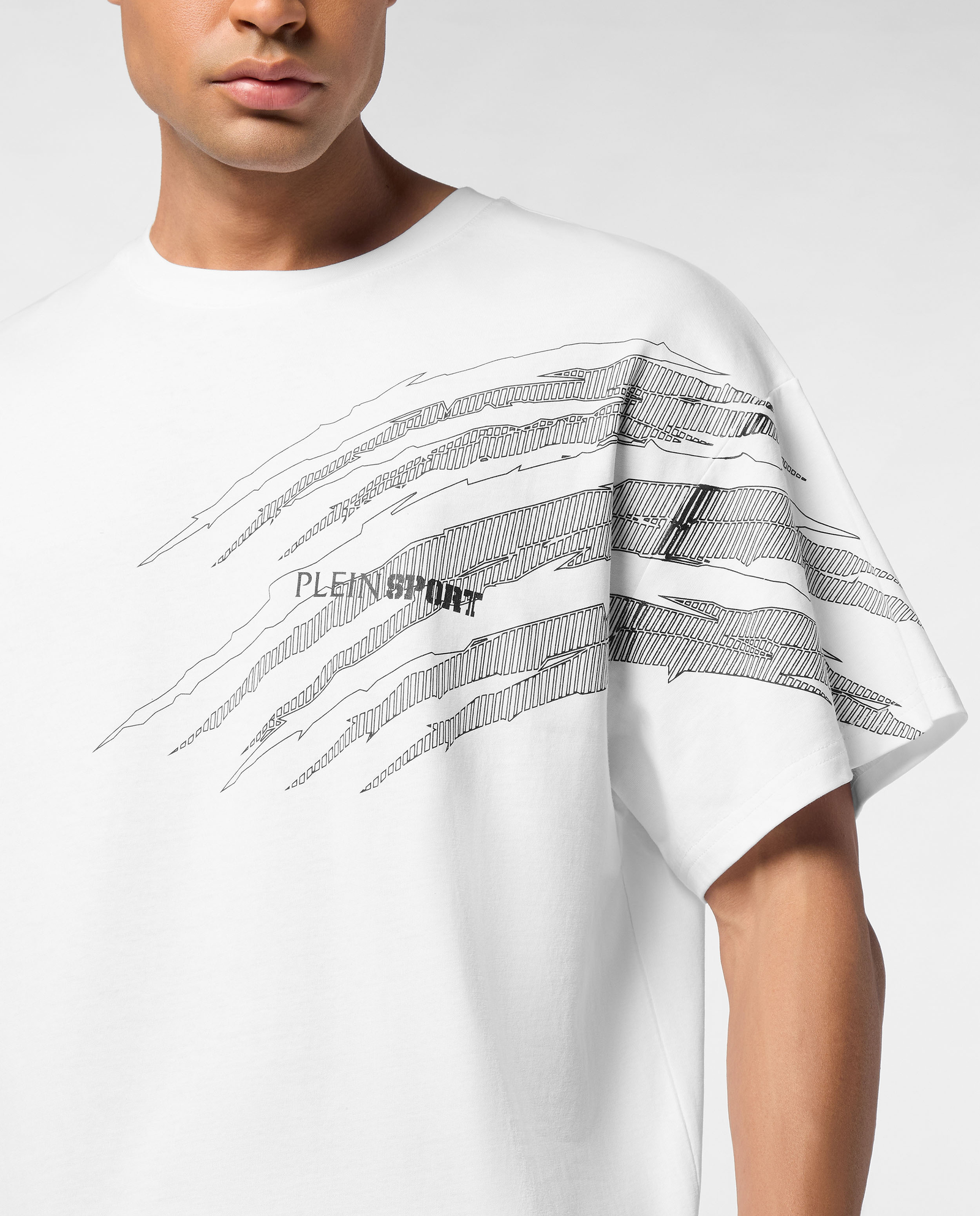 Biała koszulka z okrągłym dekoltem Scratch - Image #4