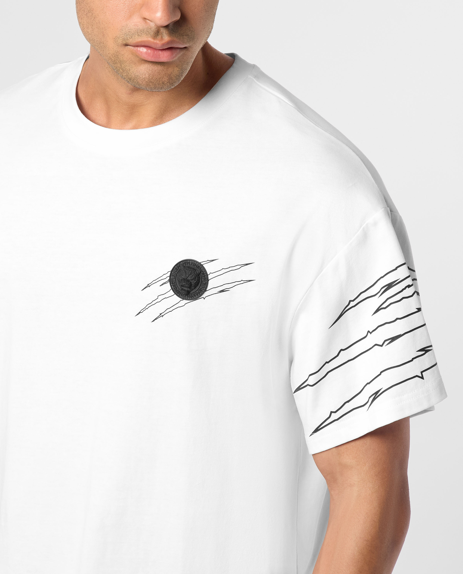 Biała koszulka z okrągłym dekoltem Scratch - Image #4